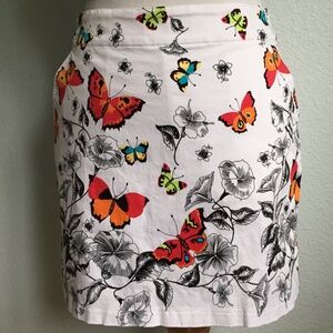 White butterfly printed golf skort